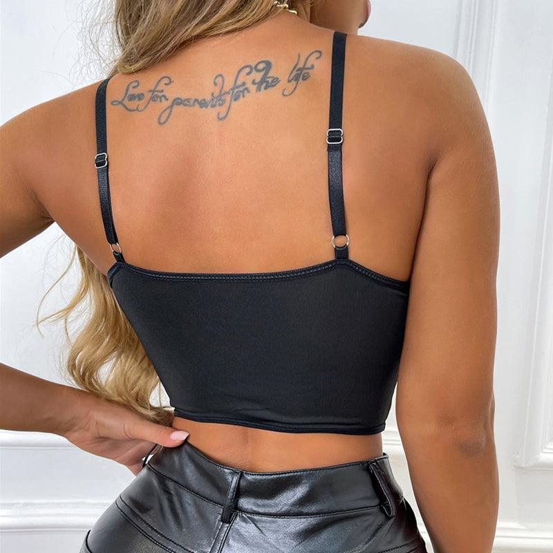 KittenAlarm - Bethany Spaghetti Strap Hollow Lace Corset Top