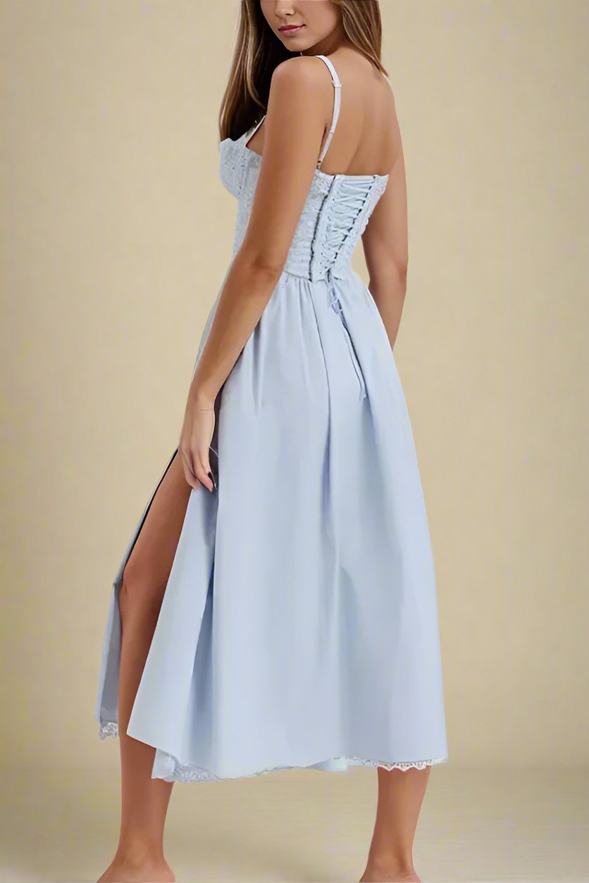 Betty Bodycon Day Midi Dress - Baby Blue - Fashionpara