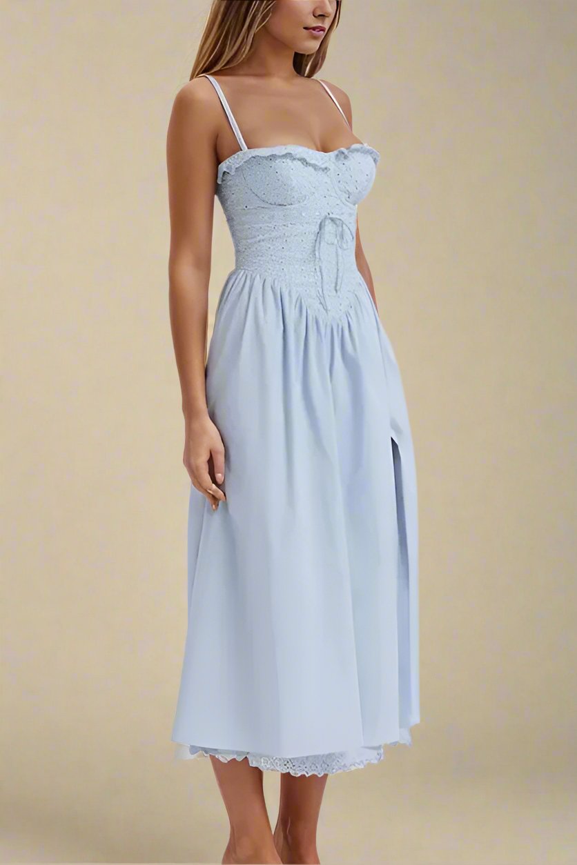Betty Bodycon Day Midi Dress - Baby Blue - Fashionpara