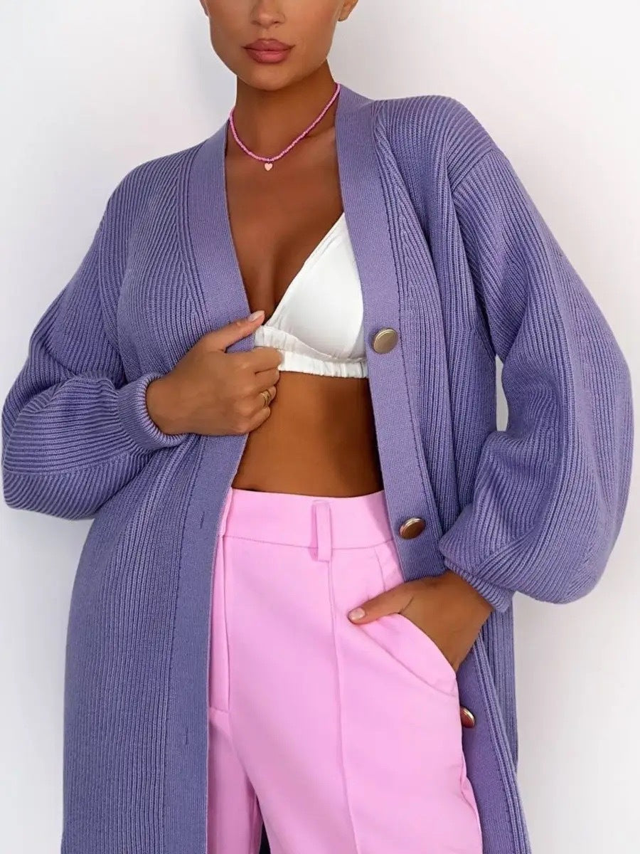 Chic Solid Loose Knit Cardigan for Effortless Style