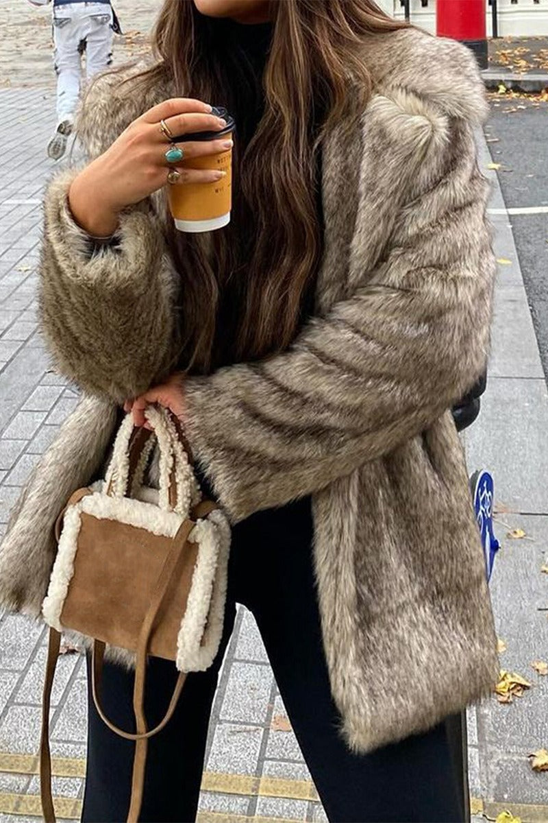 Elegant Plush Long Coat - Fashionpara