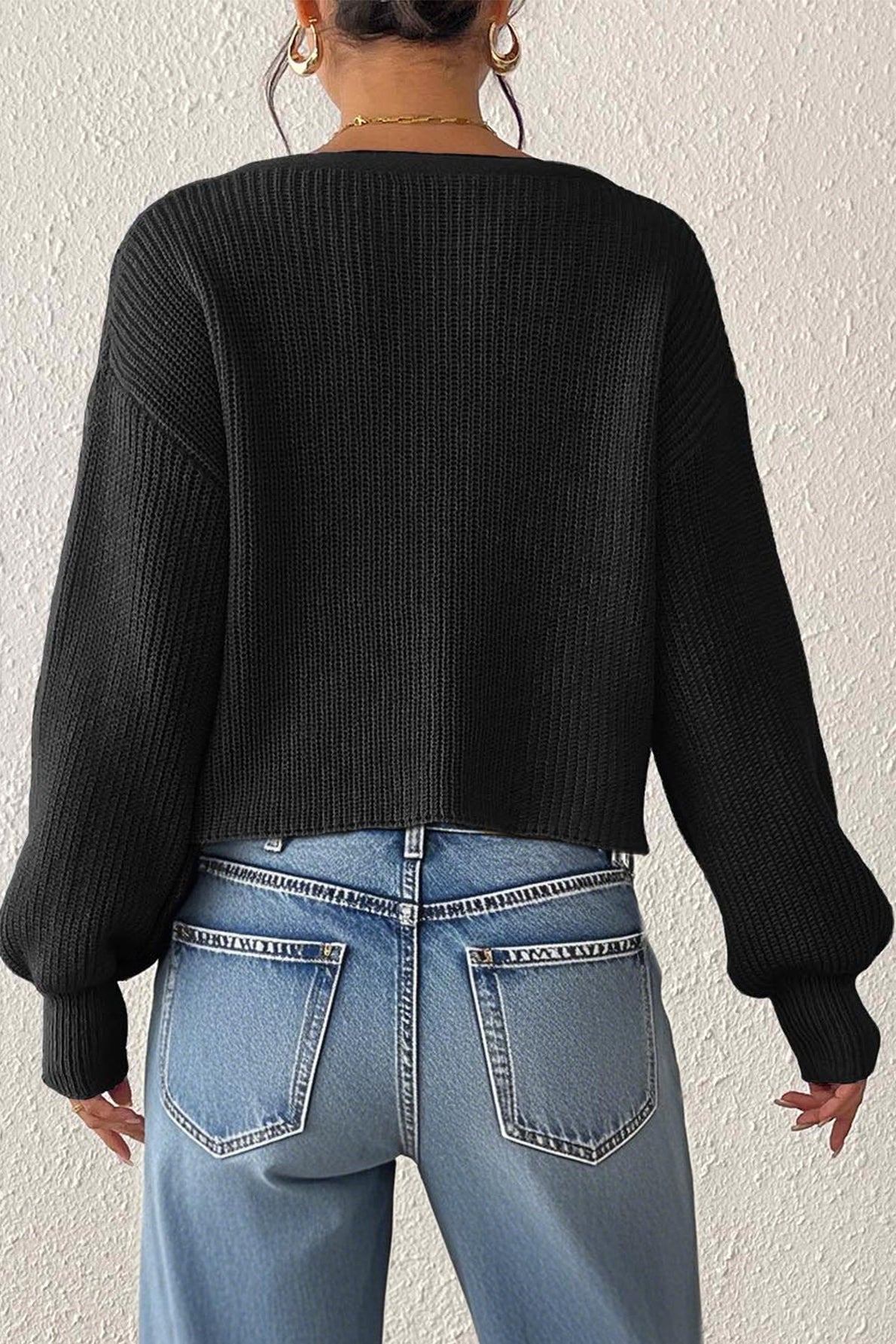 Button Front Crochet Knit Crop Sweater 22