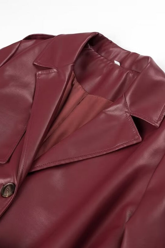 Loose Leather Trench Coat