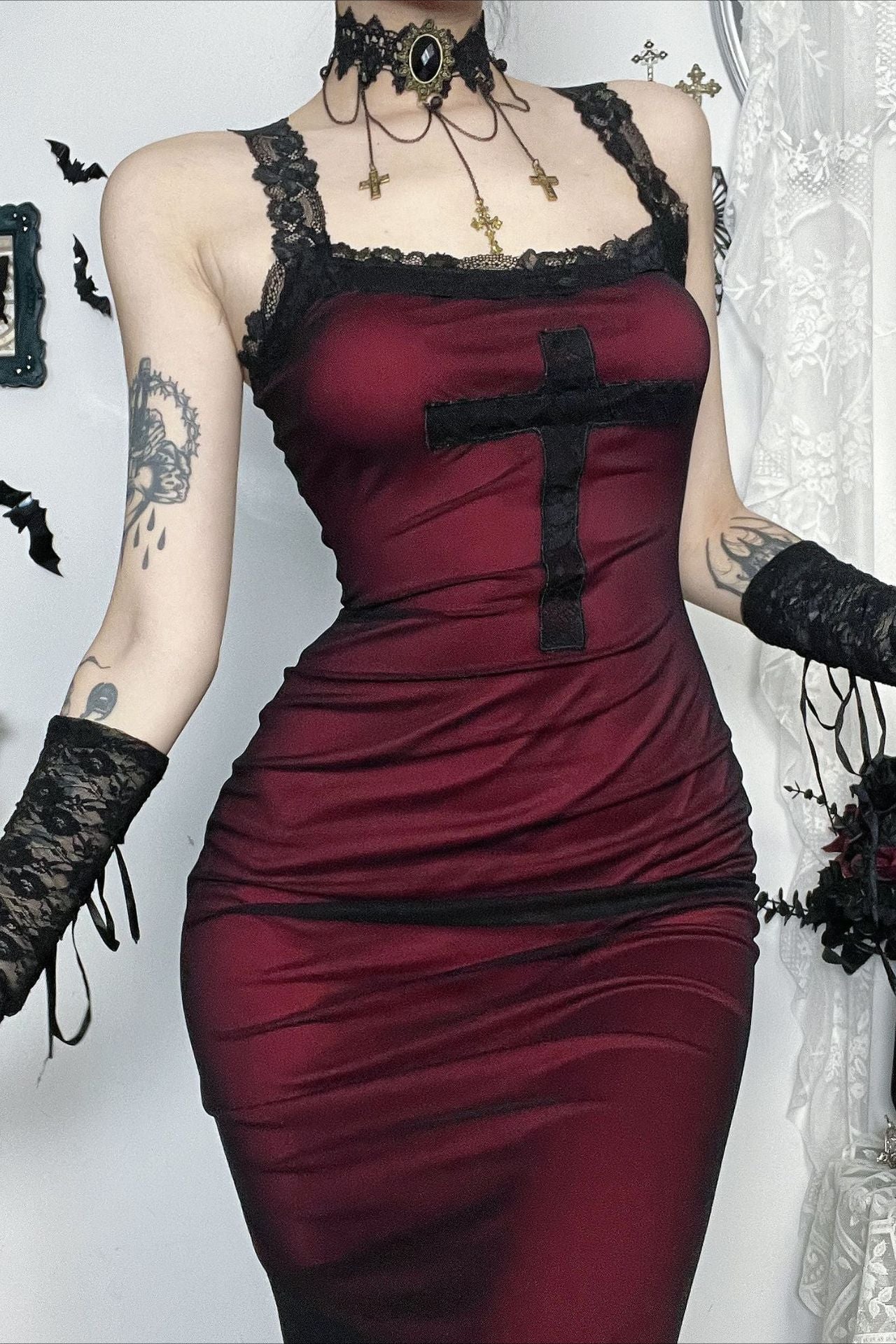 Cross Layered Gothic Dress