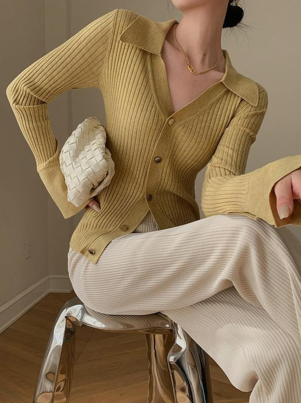 Elegant Blue V-Neck Knit Cardigan for Stylish Comfort