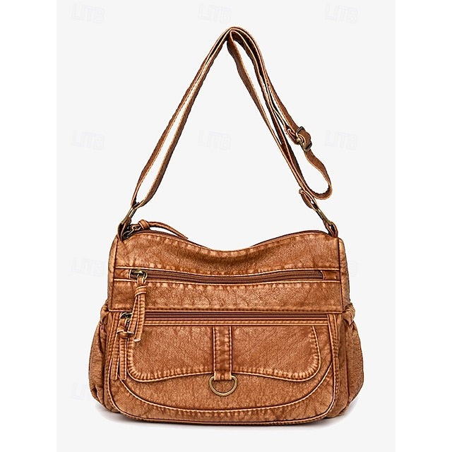 Crossbody Brown Vintage Faux Bag with Leather