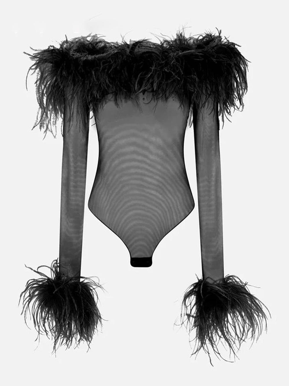 Feather Bodysuit - Fashionpara