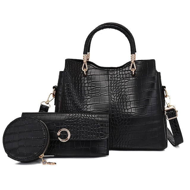 Set Leather Purse Going Bag PU Pcs Office 3 out