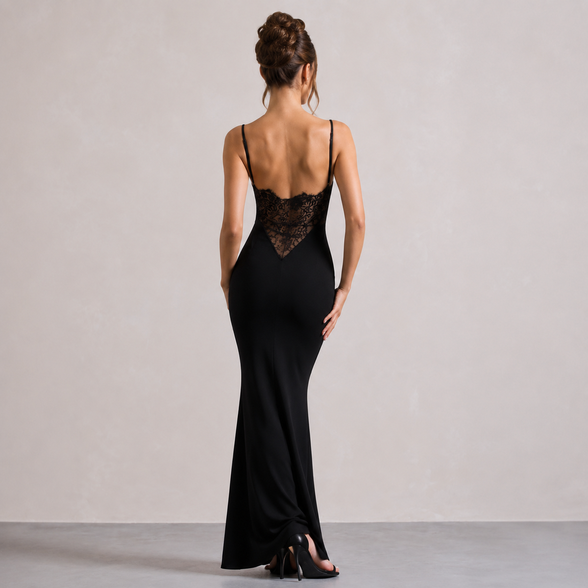 Cowl Neck Strappy High Split Bodycon Maxi Dress 3