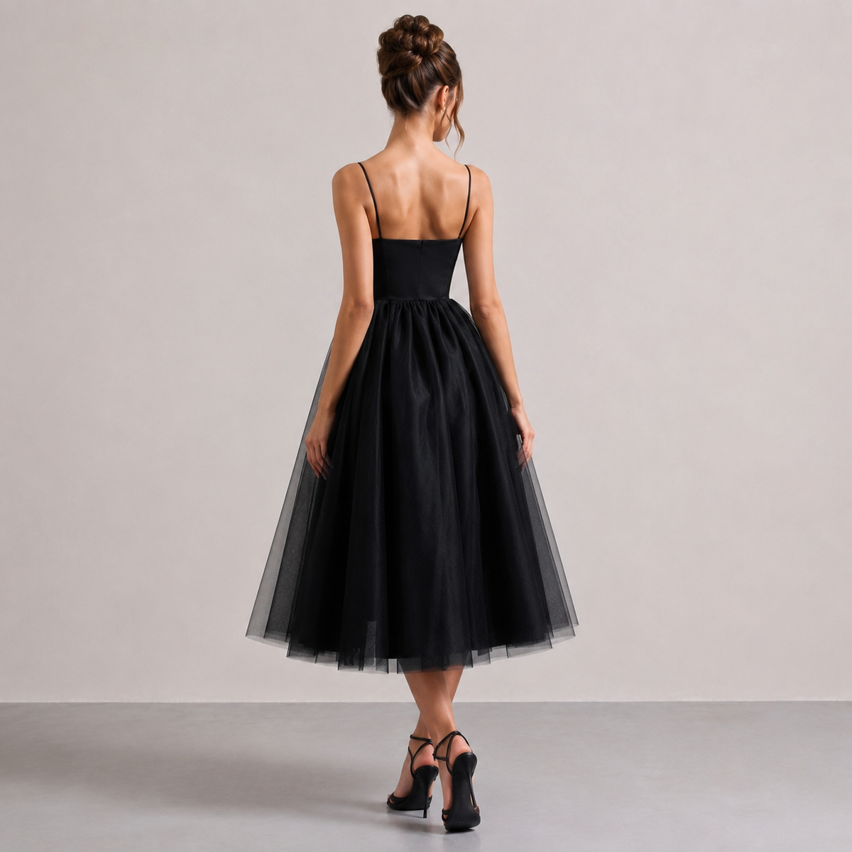 Sweetheart Strappy Corset Split Tulle Midi Dress 3