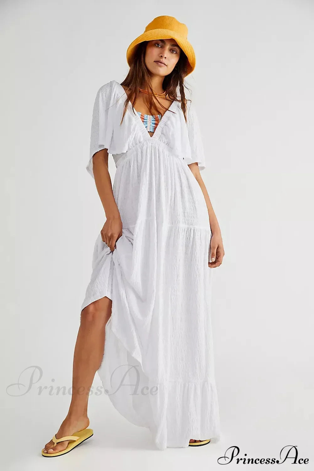 Black Embroidery Round Neck Flare Boho Dress WHITE / S bohodress-250126