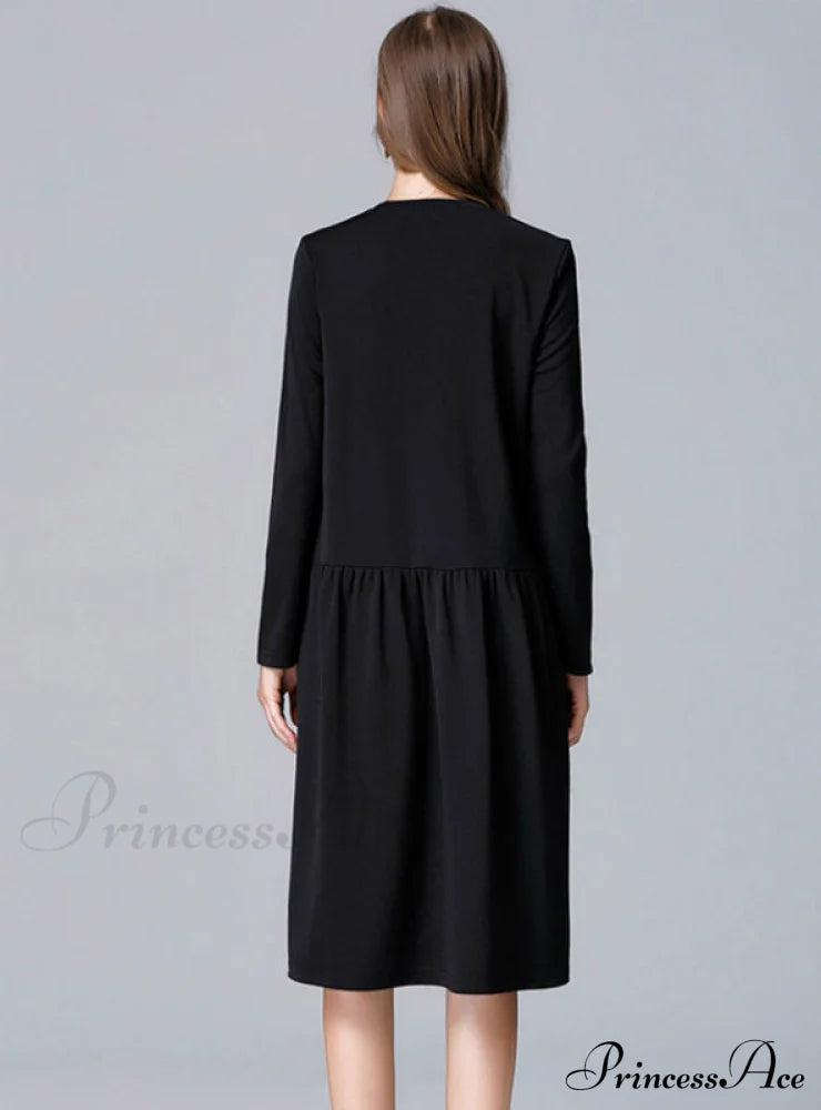 Black Loose Dress with Pockets