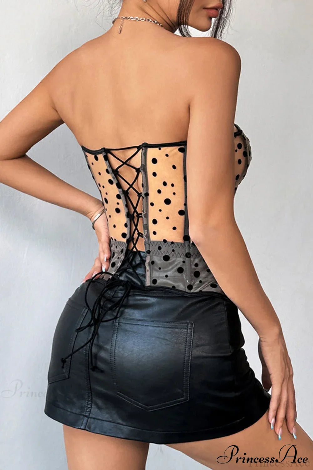 Black White Polka Dot Bustier Corset