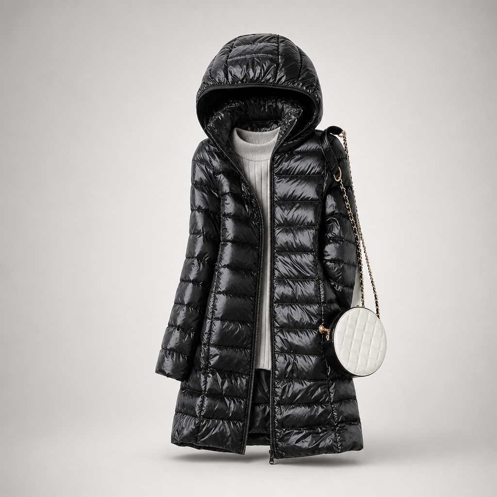 Hooded Zip Front Lightweight Longline Puffer Jacket 6
