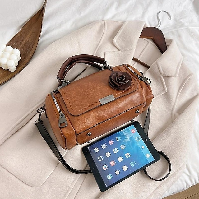 Handbag Vintage-Faux Leather Floral with