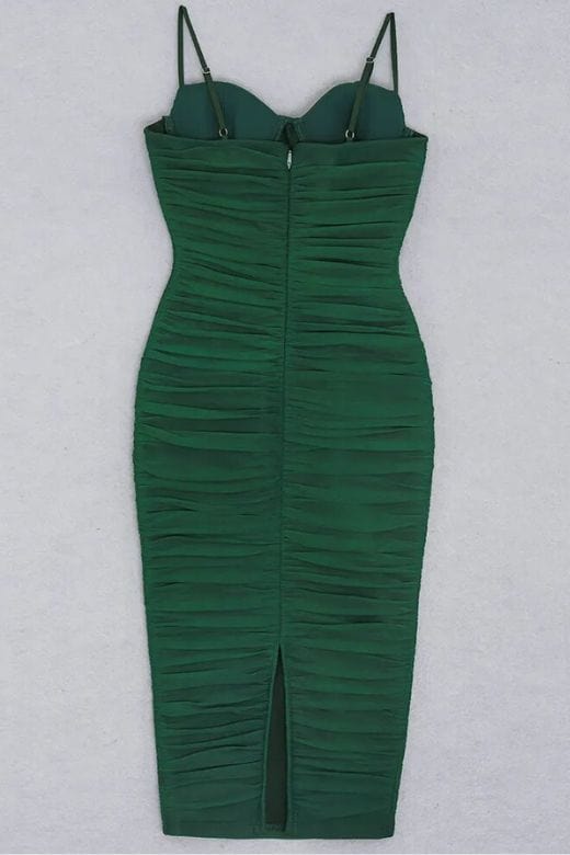 Chance Bodycon Wrap Midi Dress - Emerald Green - Fashionpara