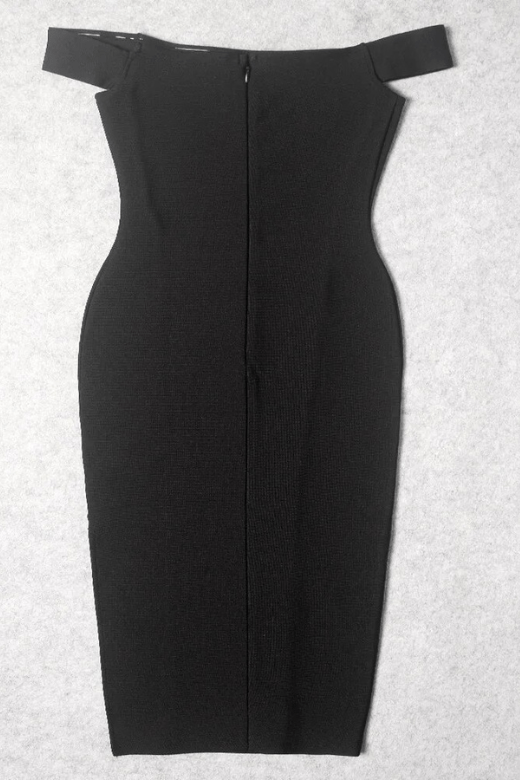 Sofie Off Shoulder Bodycon Dress - Classic Black - Fashionpara
