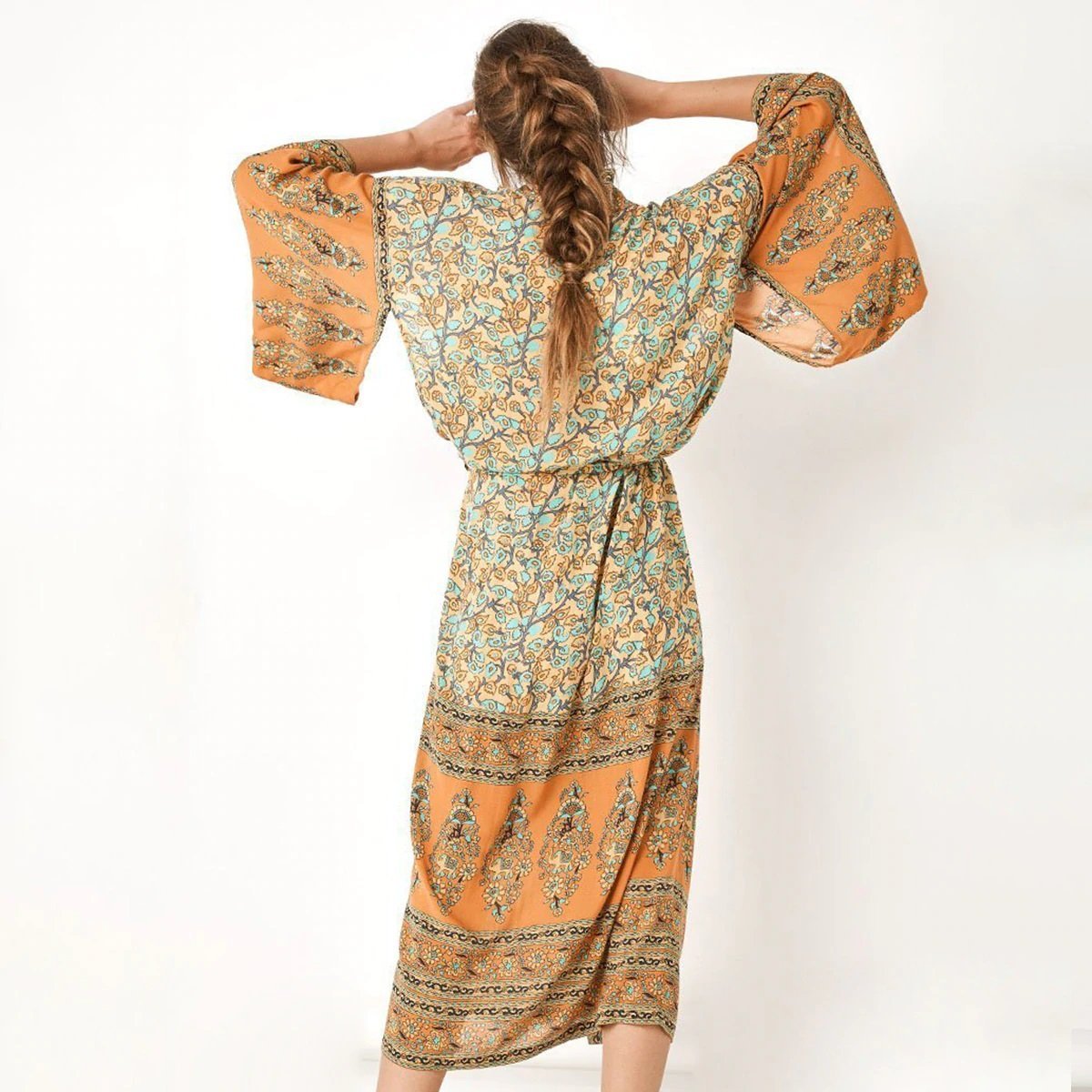 Bohemian Floral Kimono Dress 3