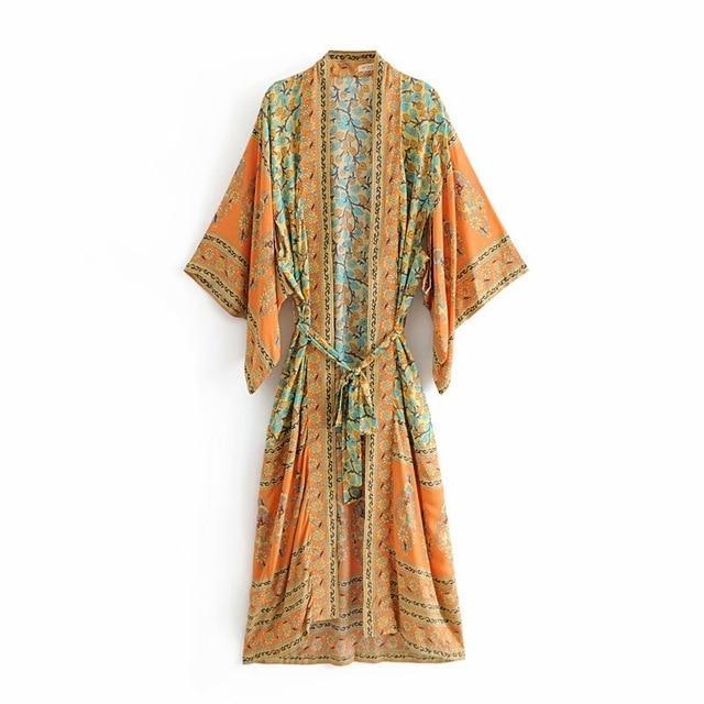 Bohemian Floral Kimono Dress 6