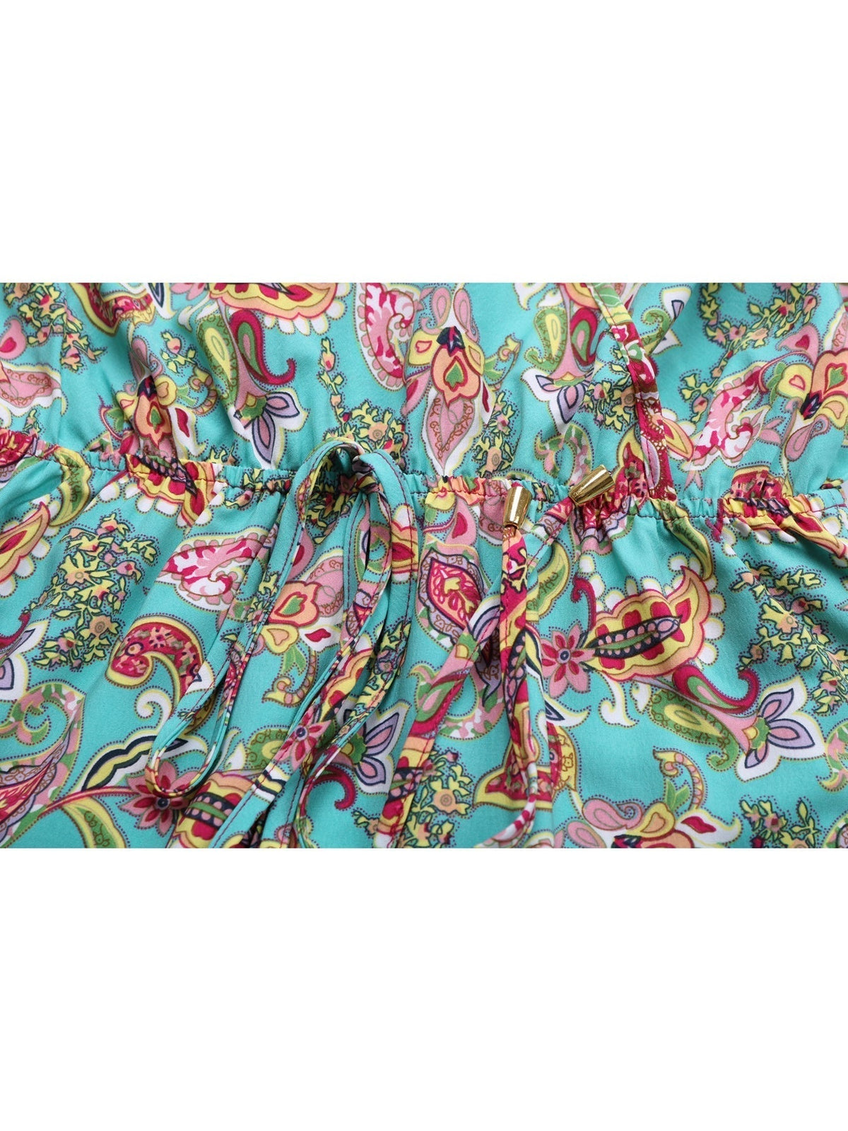 Paisley Print V-Neck Spaghetti Strap Tiered Mini Dress