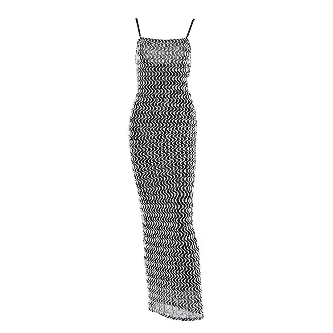 Chevron Knit Spaghetti Strap Bodycon Maxi Dress 3