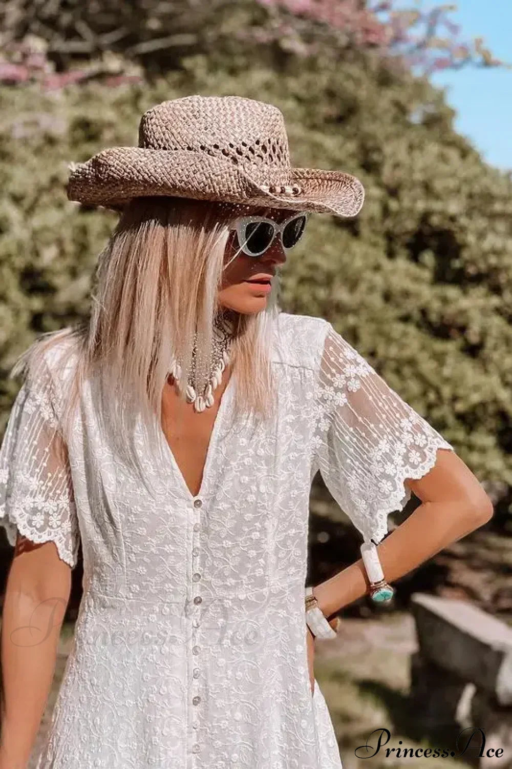 Boho Loose Summer Dress Vintage Deep V Floral Print