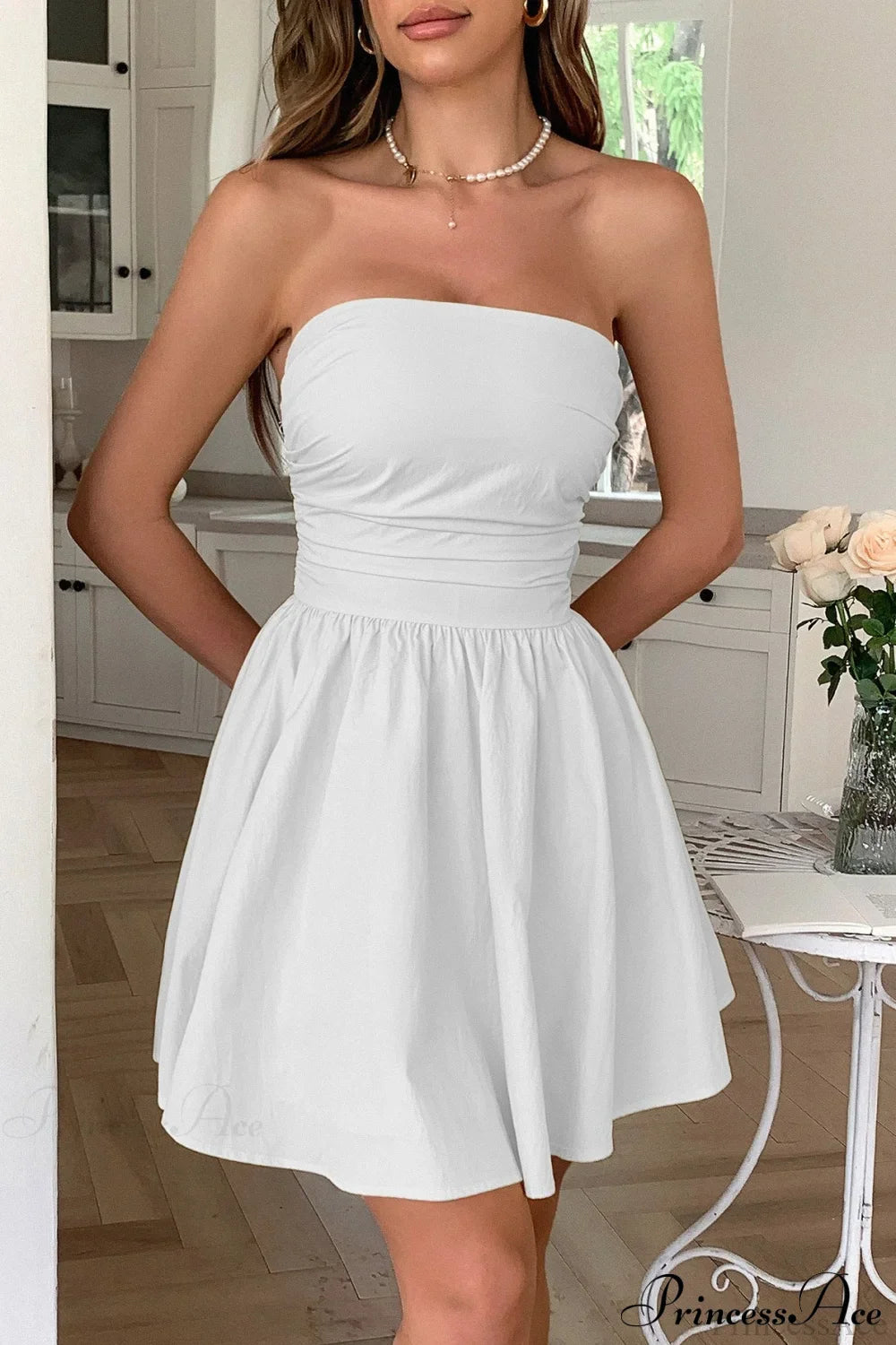 Bow Tie Elegant Ladylike Strapless Party Dress