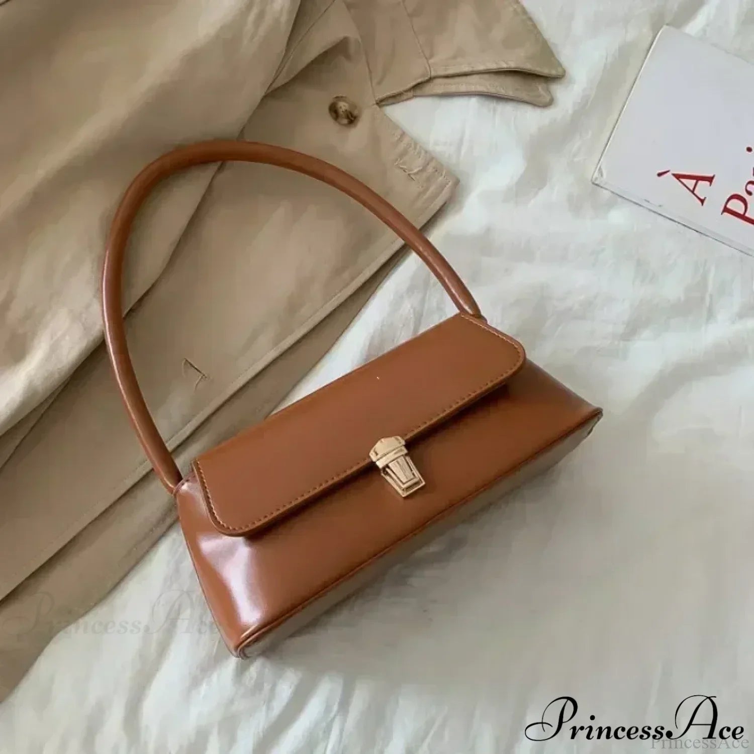 Bow Underarm Shoulder Bag for Women LightBrown shoulder-250126