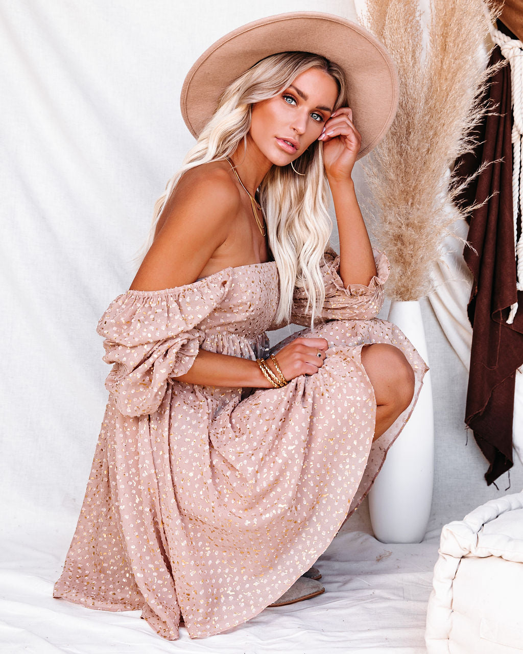 Metallic Square Neck Puff Sleeve Babydoll Mini Dress