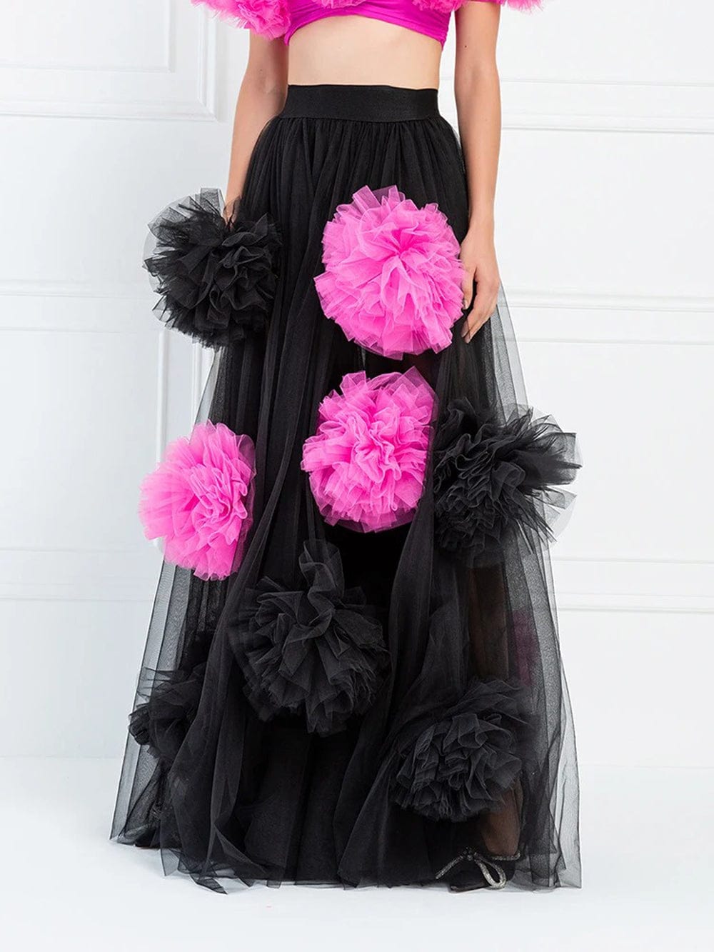 Appliques Mesh Skirt - Fashionpara