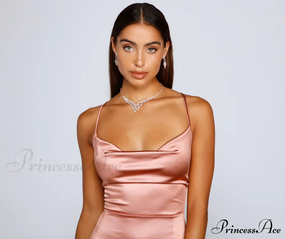 Bristol Formal Stylish Satin Lace-Up Dress - Fashionpara