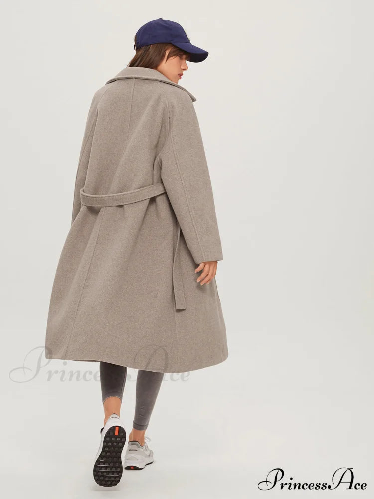 Brushed Belted Graceful Long Overcoat