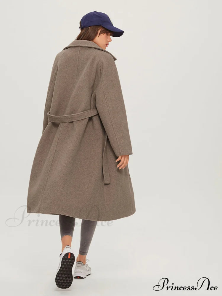 Brushed Belted Graceful Long Overcoat