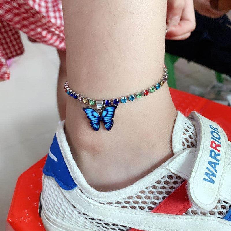 KittenAlarm - Brynne Rhinestone Butterfly Pendant Anklet