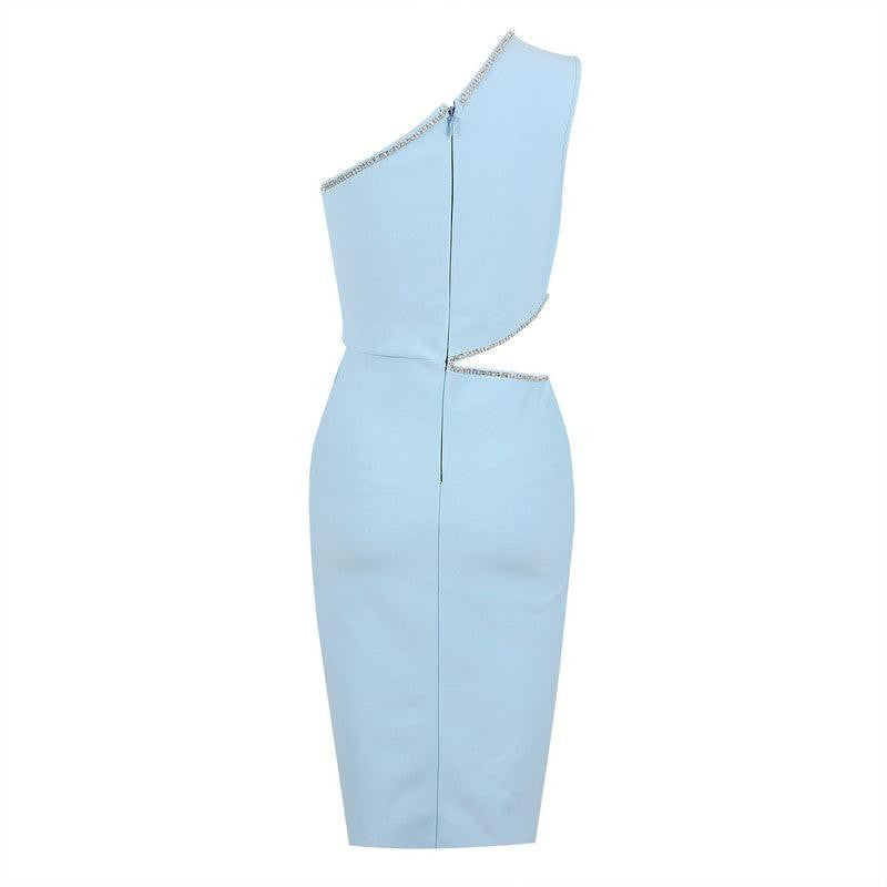 One Shoulder Cutout Embellished High-Slit Dress