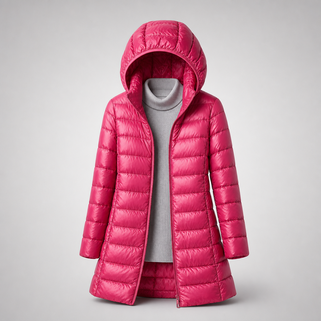 Hooded Zip Front Lightweight Longline Puffer Jacket 11