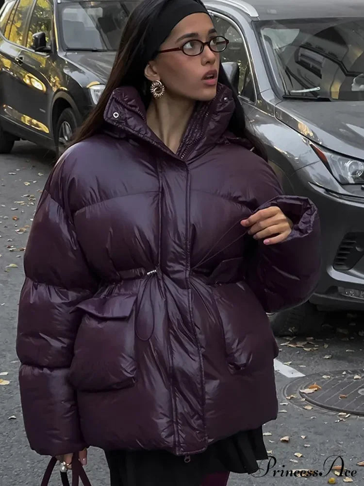 Burgundy Red Lapel Zipper Coat