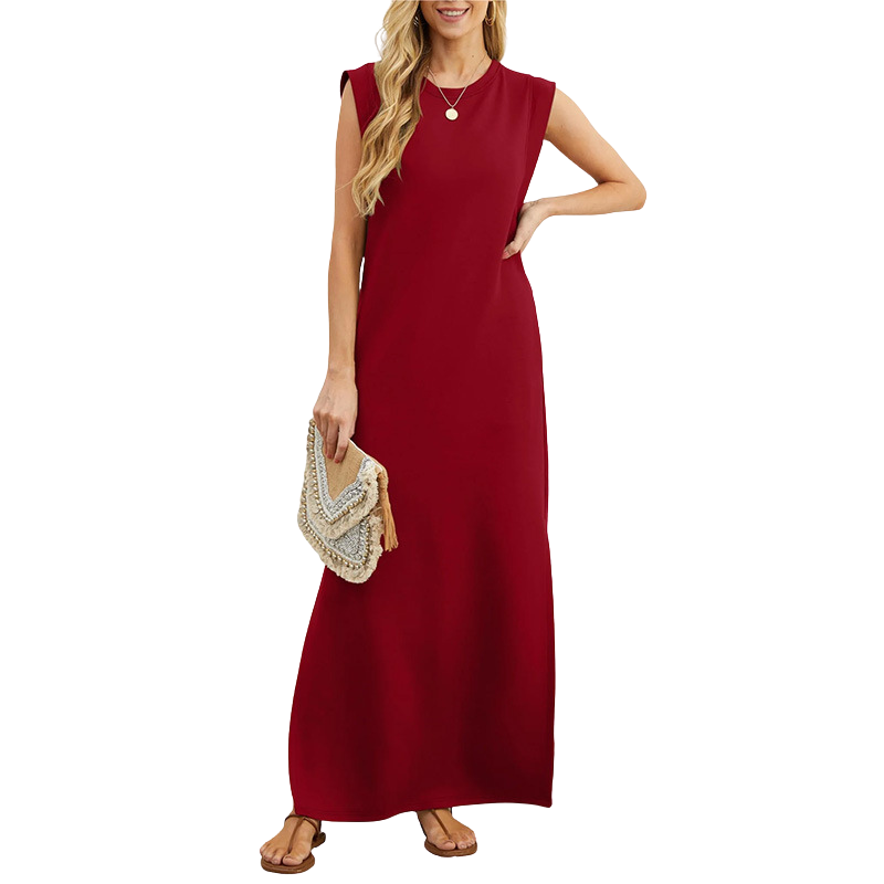 Crew Neck Sleeveless Side Split Maxi Dress 3