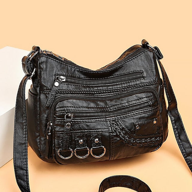 Multiple Crossbody with Vintage Leather Faux Bag