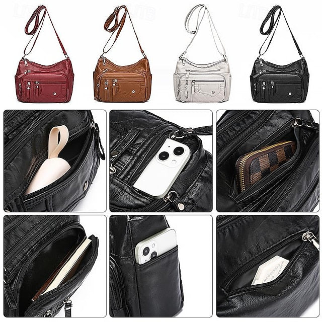 Faux Multiple Quilted with Crossbody Bag Leather