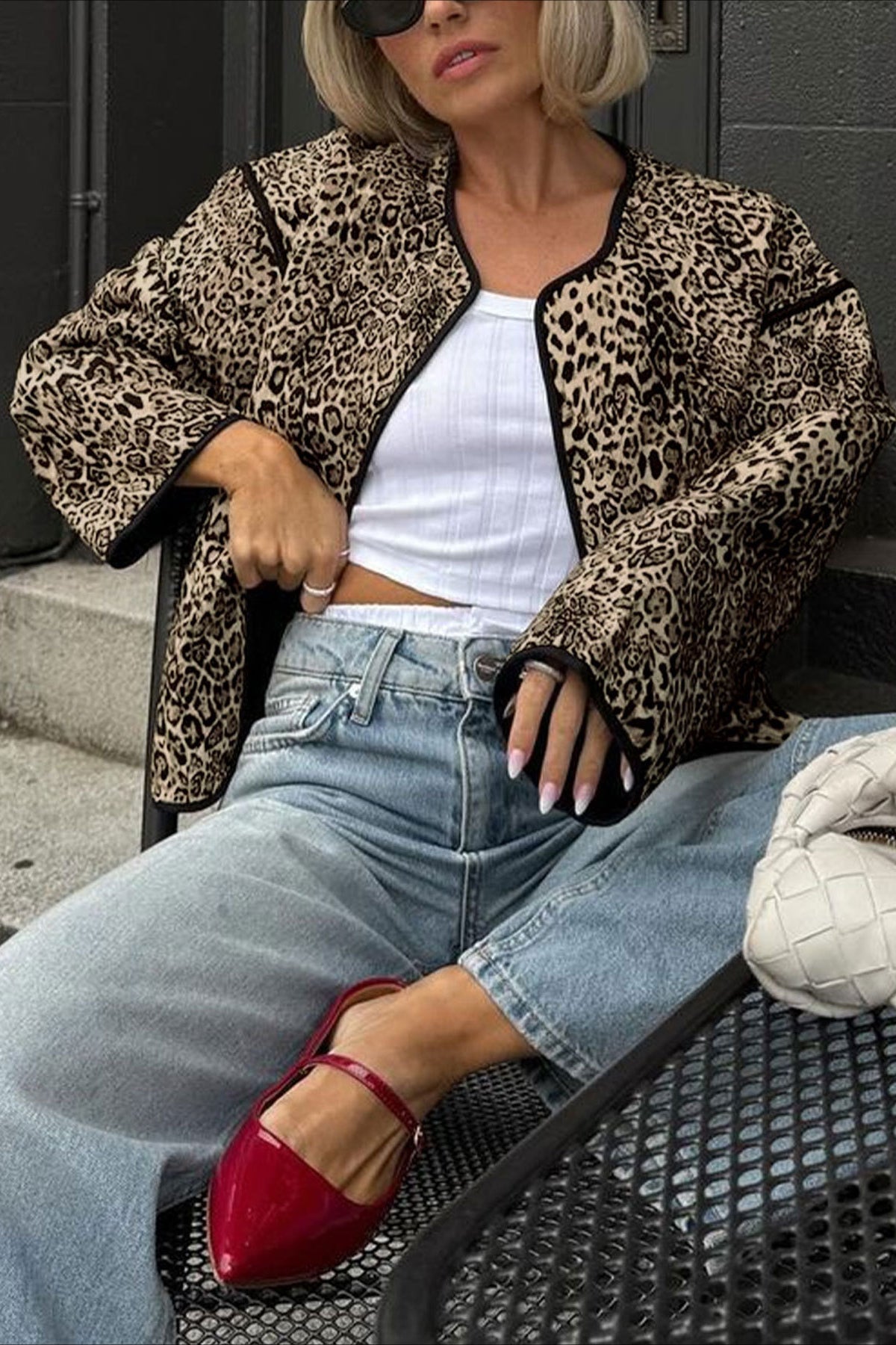 Vintage Animal Print Short Cardigan for Chic Layering