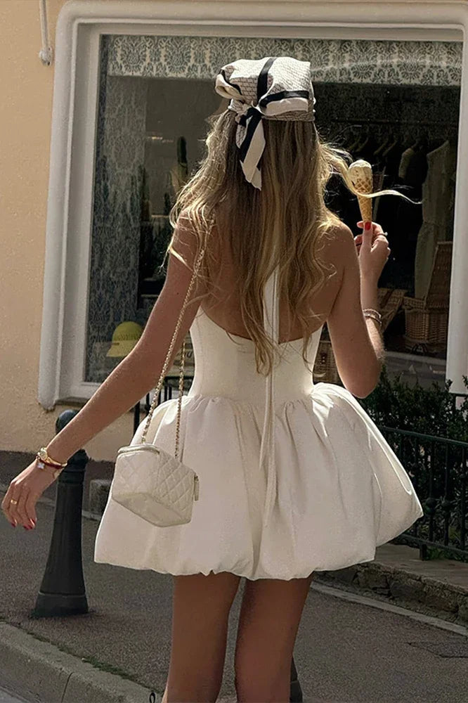 High Waist Bubble Mini Dress