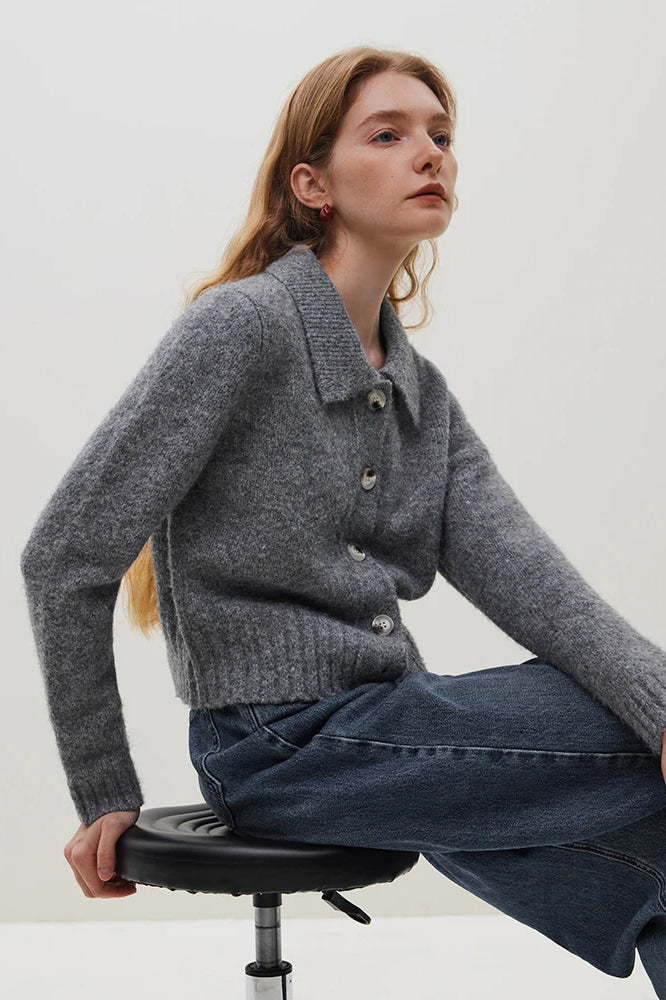 Wool Polo Neck Button Cardigan 4