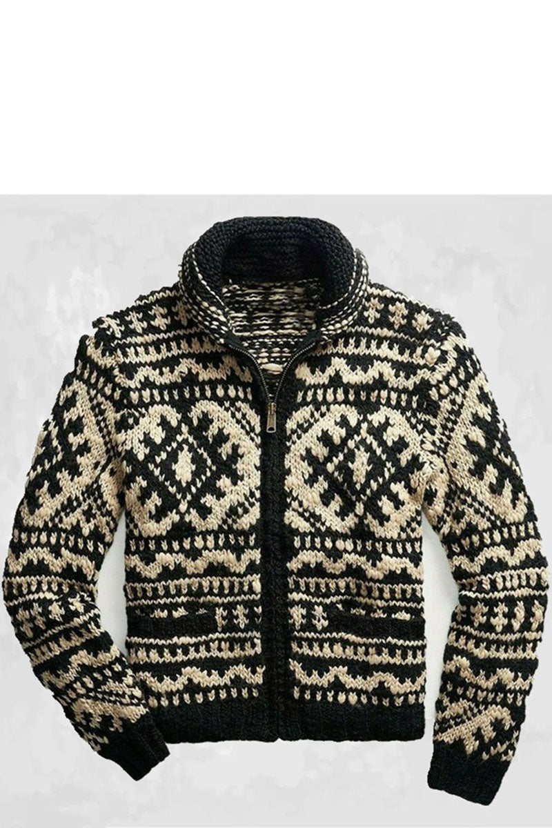 Uniqshe Men's Lapel Single Breasted Long Sleeve Cardigan Jumper Jacket Fashionpara