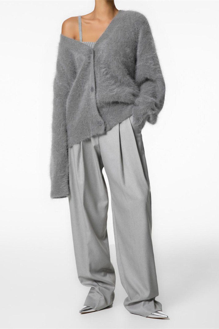 V-Neck Fluffy Knit Cardigan Sweater 33
