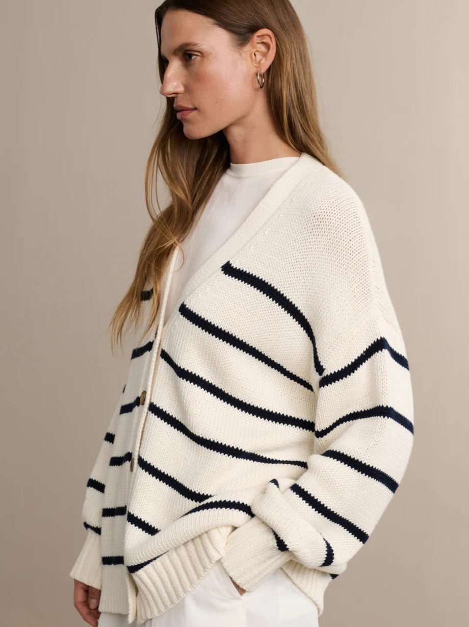 Elegant Striped Loose Knit Cardigan for Effortless Style