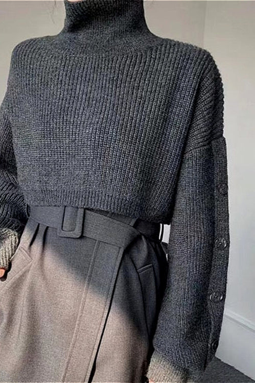 Vintage Turtleneck Crop Knit Sweater 3