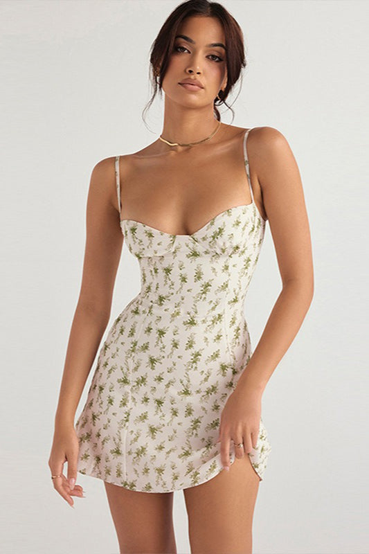 Ditsy Floral Sweetheart Bustier Mini Dress