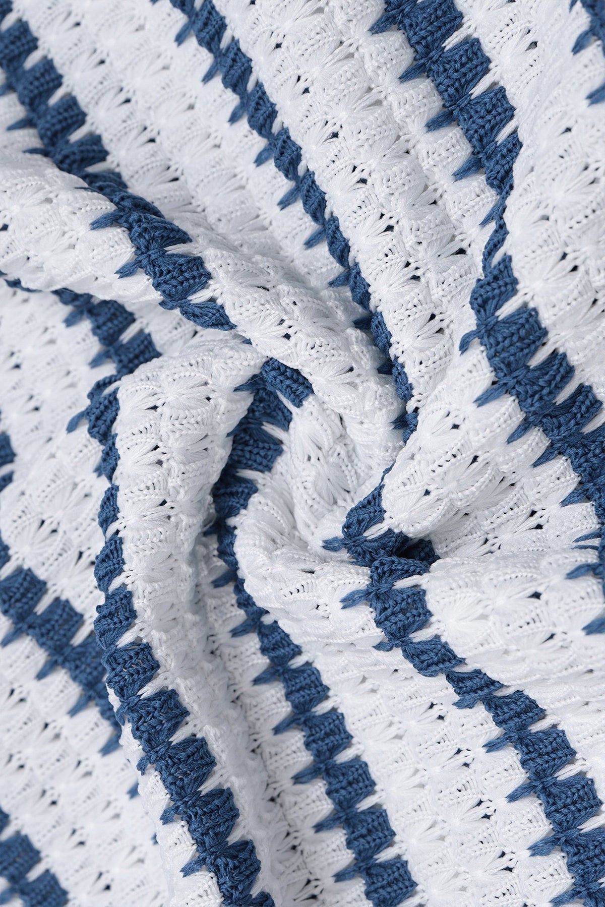 Striped Knit Lace Trim Ruffle Tiered Mini Dress