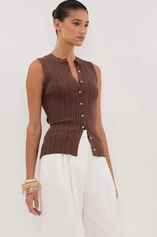 Ribbed Sleeveless Knit Cardigan 8